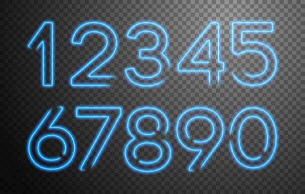 Number symbols collection, Blue neon line style. Vector illustration - Vektor, kép