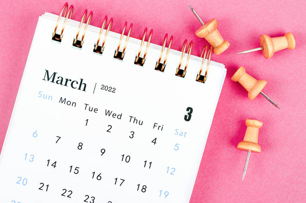 February calendar 2022 on pink background. - Фото, изображение