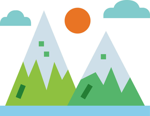 holidays landscape mountain icon in flat style - Vector, Image