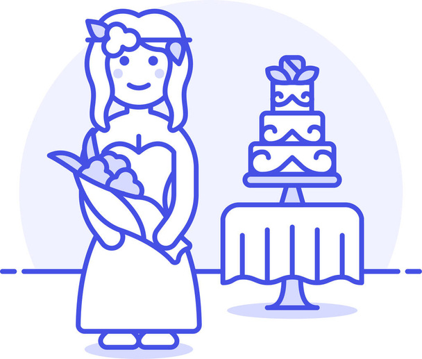 házastárs esküvői csokor ikon telt vázlatos stílusban - Vektor, kép