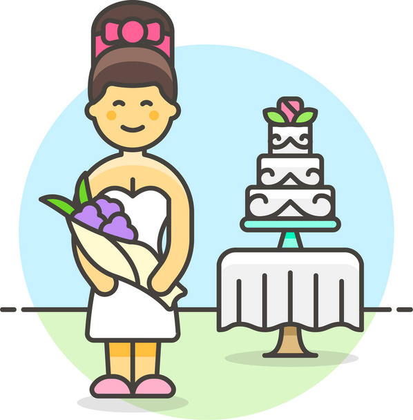 házastárs esküvői csokor ikon szerelem-romantika kategóriában - Vektor, kép