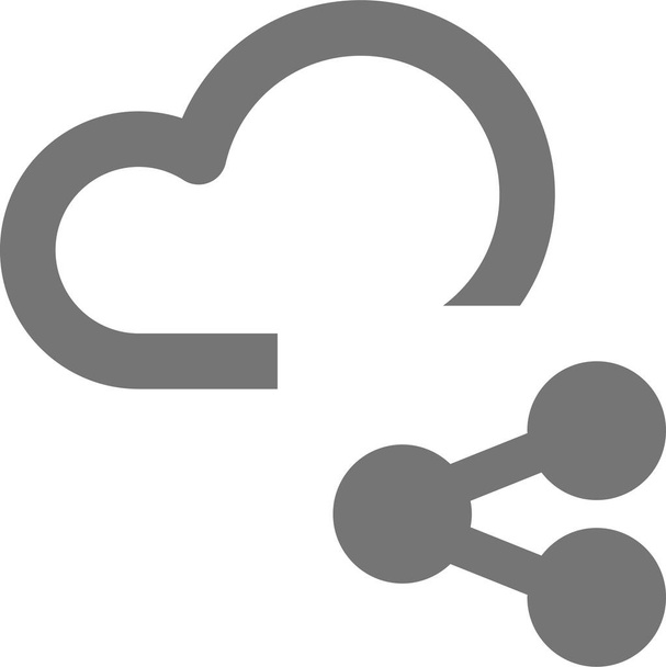 cloud delen back-up pictogram in grote lijnen - Vector, afbeelding