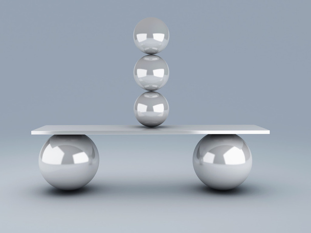 white spheres in equilibrium - Foto, immagini