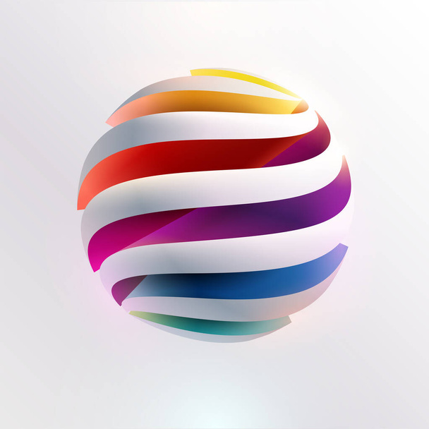 3D colorful striped ball. Art geometric shape - Wektor, obraz