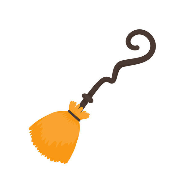 Magic broom vector. flying wood ornaments For the wicked witch on Halloween night - Вектор, зображення