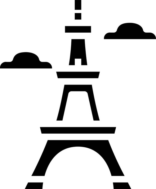 Eiffel mimari simgesi simgesi katı stil - Vektör, Görsel