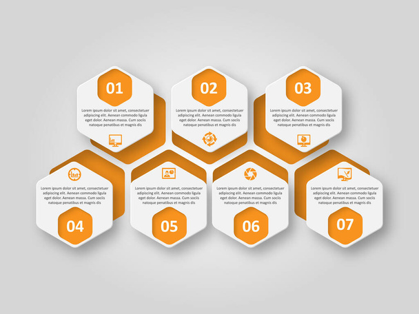 vector abstract 3d paper infographic elements.Hexagon infographics.Honeycomb design - Vetor, Imagem