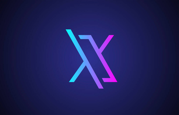 pink blue X line alphabet letter logo for business and company. Simple creative template design for icon and lettering - ベクター画像