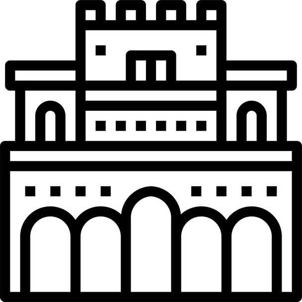 alhambra andalusia ikona architektury w stylu zarysu - Wektor, obraz