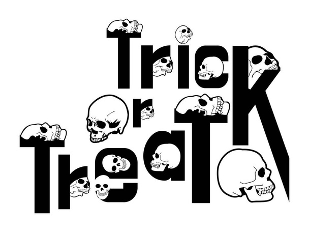 Trick or Treat lettering design with skull, vector illustration. - Vector, imagen