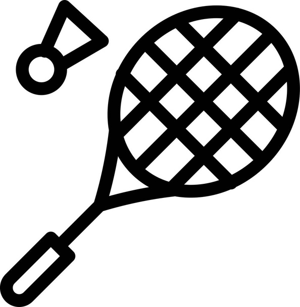 badminton birdie racquet icon in outline style - Vettoriali, immagini