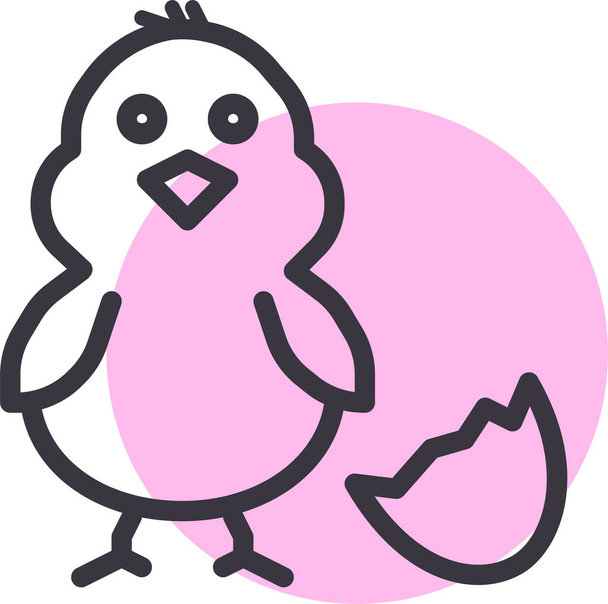 chicken chickling cute icon in outline style - ベクター画像