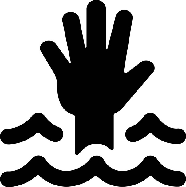 ícone de mão afogada segurança - Vetor, Imagem