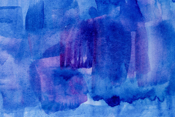 blue watercolor texture, with paint strokes, in a blue range of colors. - Fotografie, Obrázek