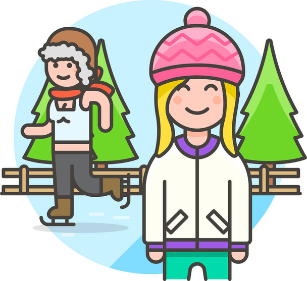 beanie female friends icon in sport category - Vector, Image