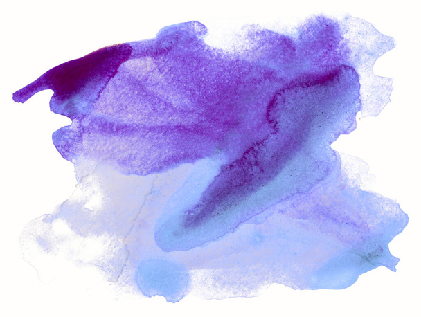 abstract watercolor background with a liquid splatter of aquarelle paint, isolated on white. - 写真・画像