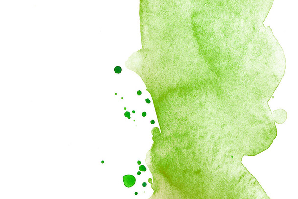 watercolor stain background green spilled paint background for postcard, print, design, element - Zdjęcie, obraz