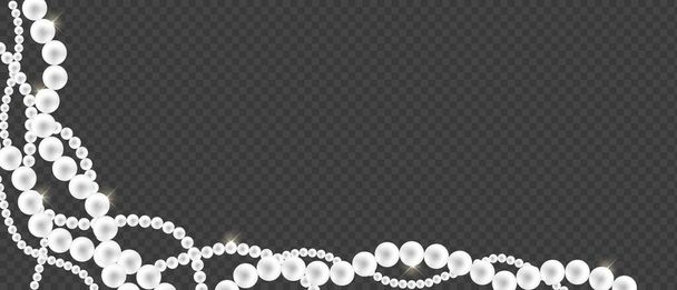 Vector chains of pearls, string beads on transparent background for poster, banner. Design element for luxury accessories - Vector, Image