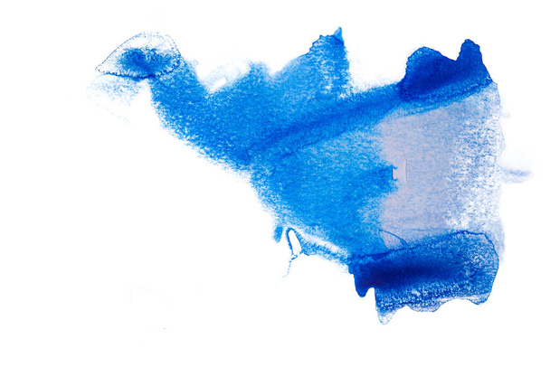 Blue watercolor stain on white background isolated water stains with paint. hand drawing. - Φωτογραφία, εικόνα