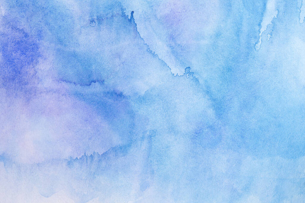 Abstract blue watercolor background. Hand painted on paper watercolor texture. ink wash - Zdjęcie, obraz