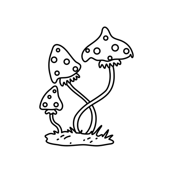 Аманіта Мускарія (муха агарика) отруйний гриб. Магічний символ Хелловін і чаклунства. Стиль Дудла. Вектор ілюструє ізольоване тло. Для святкових запрошень, друку та веб - Вектор, зображення
