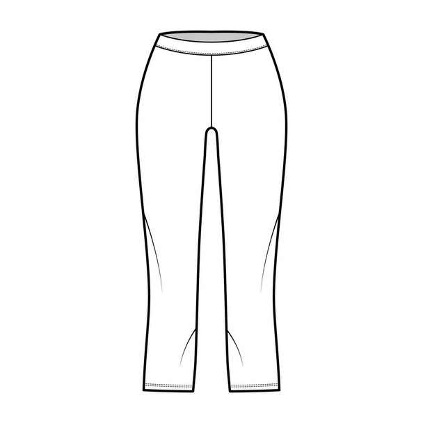 Велосипедні шорти Легінси технічна модна ілюстрація з низькою талією, підйомом, довжиною теляти. Пласкі спортивні тренувальні штани, випадкові
 - Вектор, зображення