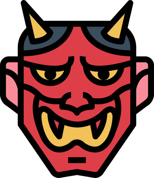 culturen duivel hannya icoon in gevulde-outline stijl - Vector, afbeelding
