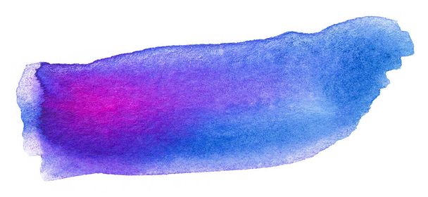 blue purple watercolor stain on a white. hand-drawn element, photography texture splash paints on paper. background for text - Photo, Image