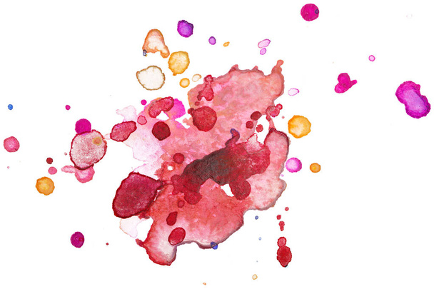 grunge watercolor stain red blobs on white background - Foto, imagen