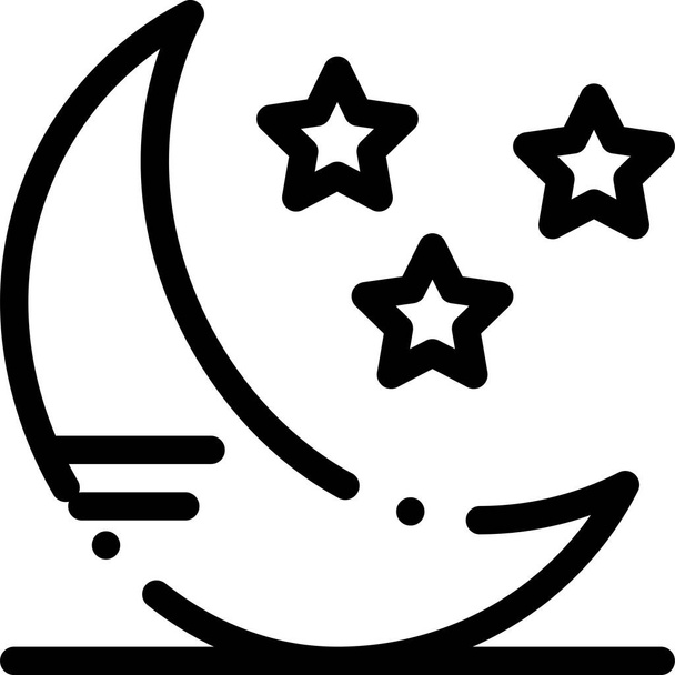 cloud moon weather icon in outline style - Vektor, Bild