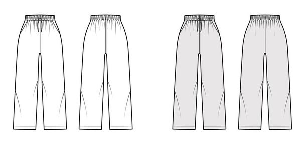 Pantalon Pull-On Short d'entraînement sportif illustration de mode technique avec taille normale élastique, taille haute, cordons - Vecteur, image