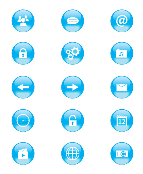 Conjunto de botones circulares azules y blancos para aplicaciones de teléfonos móviles o web
 - Vector, Imagen