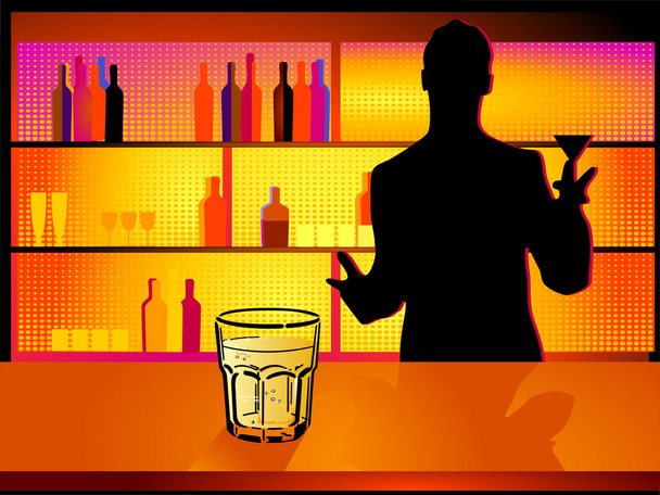 Nightclub and barman - Vector, Image