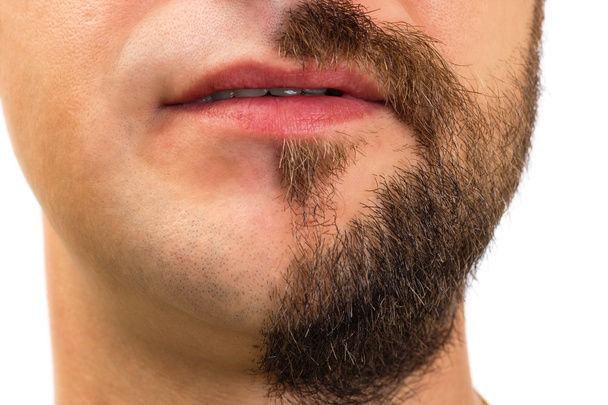 Closeup of man with  beard on half of the face  - Foto, Imagen