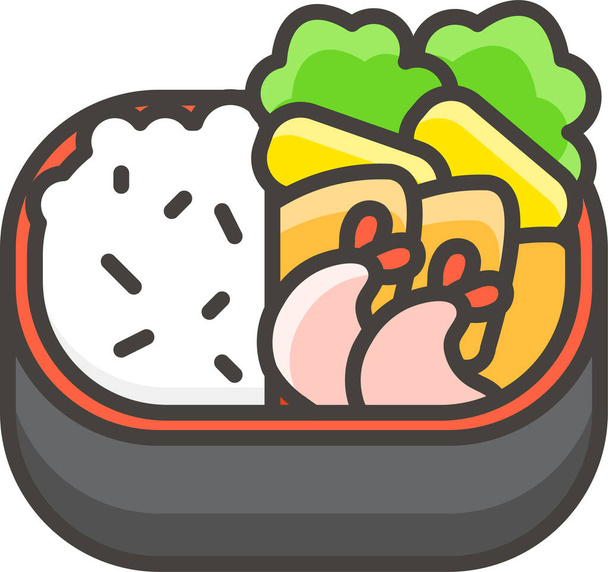 1f371 bento box icon in filled-outline style - Vector, Image