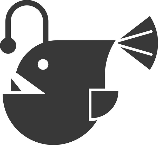 rana pescatrice animale acquatico profondo pesce icona in stile solido - Vettoriali, immagini
