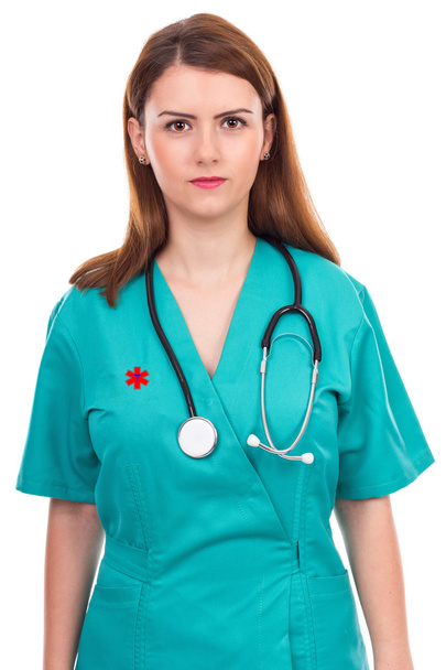 Portrait of a young female doctor with stethoscope - Foto, imagen