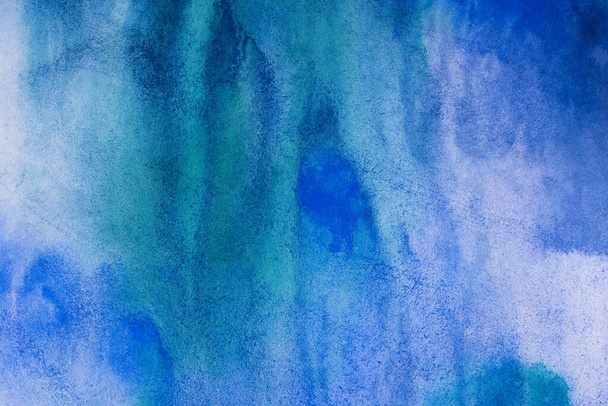 abstract watercolor background sheet of paper covered with multicolored paint blue, grunge effect background for design with texture - Foto, Imagem