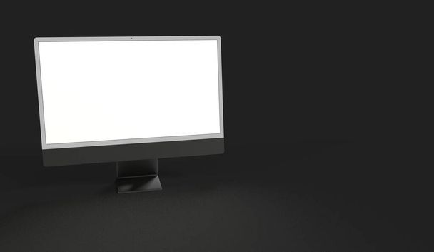 A computer monitor with copyspace on the white screen isolated on a black background - Fotoğraf, Görsel