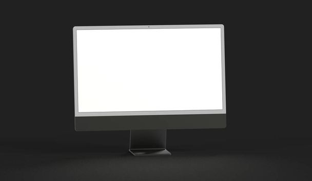A computer monitor with copyspace on the white screen isolated on a black background - Foto, Imagem