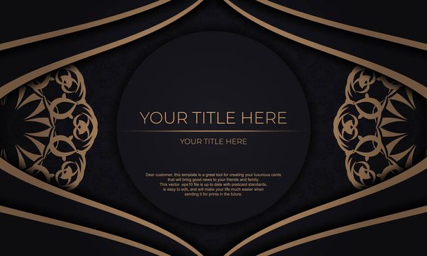 Carte d'invitation design avec ornement vintage. Arrière-plan vectoriel noir avec des ornements de luxe et un endroit pour votre conception. - Vecteur, image
