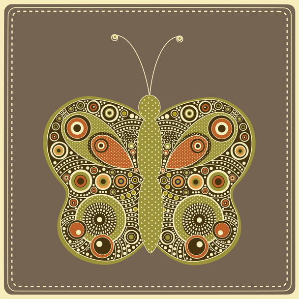 Открытка с красочной стилизованной бабочкой
  - Вектор,изображение