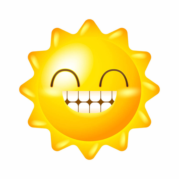 Cute wektor słońca z uśmiechem twarzy - Wektor, obraz