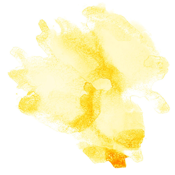 yellow watercolor splash on white background. - Foto, afbeelding