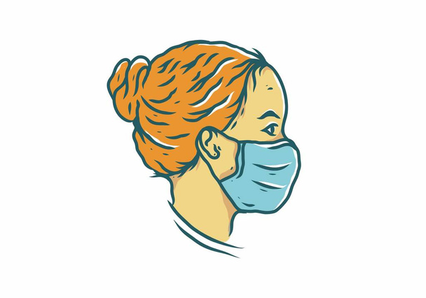 женщина с рисунком в медицинской маске - Вектор,изображение