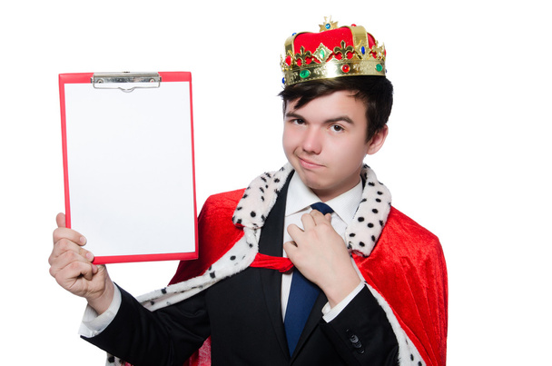 King businessman with empty clipboard - Fotó, kép