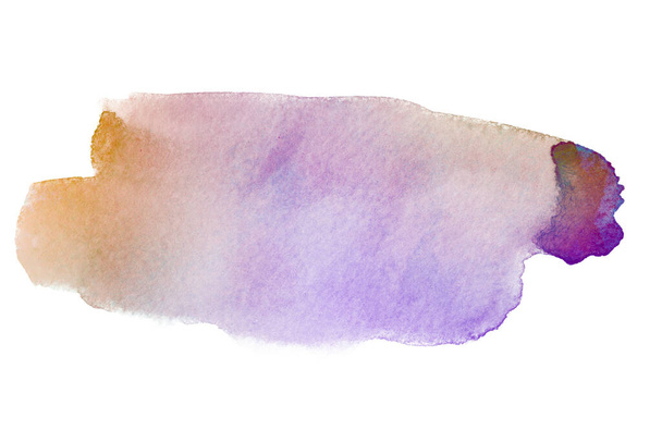 Violet Orange watercolor stain hand drawn. on white background isolated - Фото, изображение