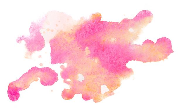 yellow-pink watercolor stain drops of paint blurred over the paper. DIY - Fotó, kép
