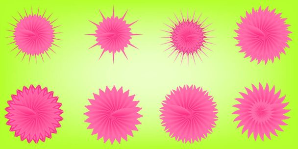 Conjunto de flores rosadas gerberas girasol crisantemo flora flor flor pétalo plantas copos de nieve icono objeto elemento aislado abstracto patrón vector e ilustración - Vector, imagen
