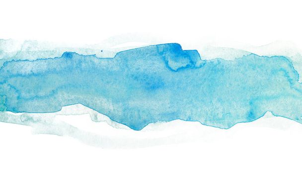 Watercolor blue abstract stripe band with texture. element on page background. - Foto, Imagem